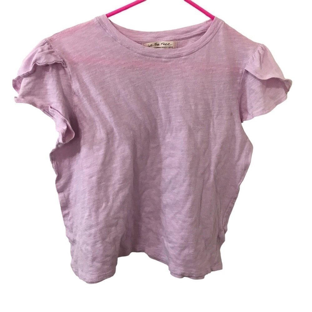 3/$15 we the free x free people light pink ruffle sleeve crop blouse size L